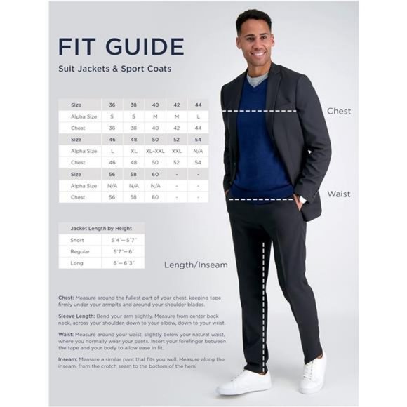 Men's The Active Series Classic Fit Gabardine Blazer (Regular Big Tall Sizes) - Picture 6 of 7